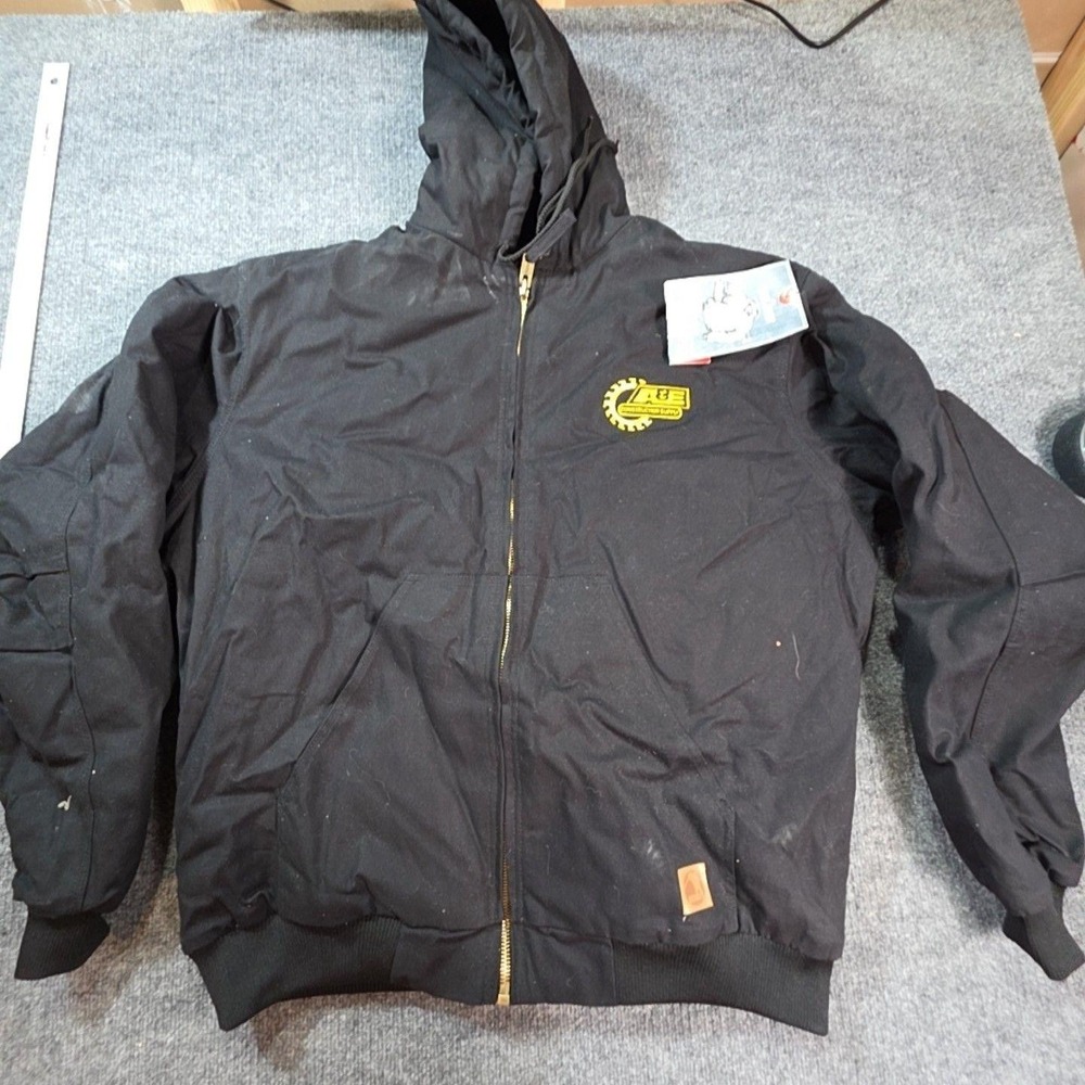 Berne Jacket Mens XLT Black Canvas Hooded Insulated Bomber Workwear HJ51BK